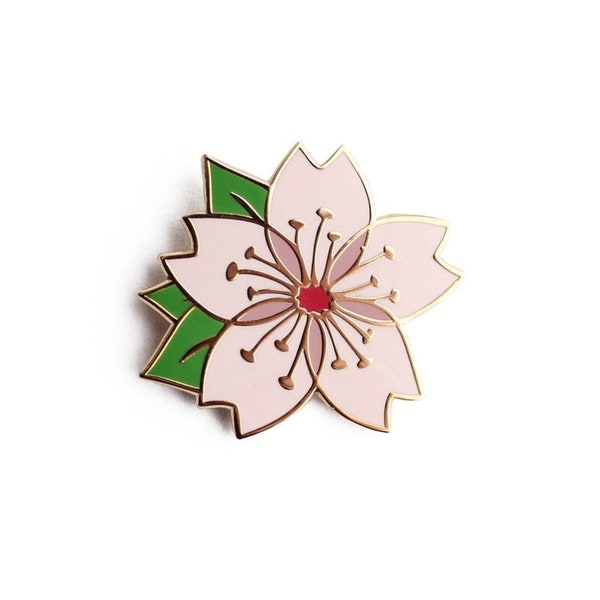 Cherry Blossom Enamel Pin - Pink Flower Sakura Lapel Pin // Hard Enamel Pin, Cloisonné, Pin Badge