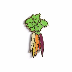 Rainbow Carrots Enamel Pin Vegetable Colorful Produce// Lapel Pin // Hard Enamel Pin, Cloisonné, Pin Badge image 2