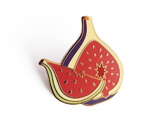 Fig Enamel Pin - Fruit Produce Lapel Pin  // Hard Enamel Pin, Cloisonné, Pin Badge