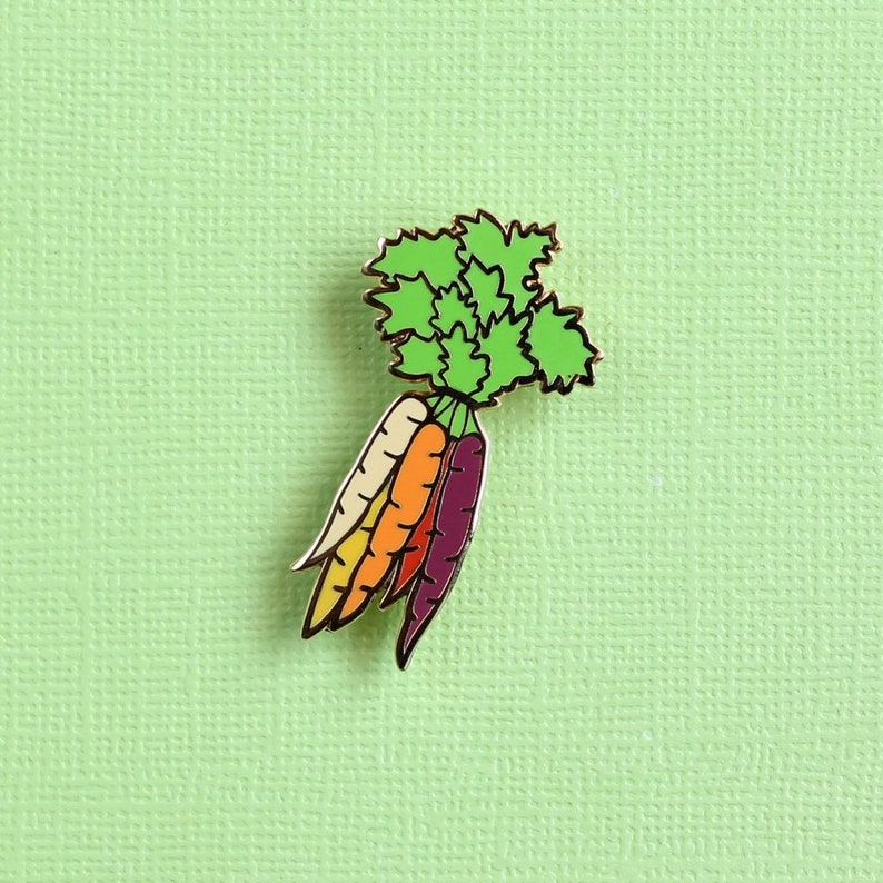 Rainbow Carrots Enamel Pin Vegetable Colorful Produce// Lapel Pin // Hard Enamel Pin, Cloisonné, Pin Badge image 3
