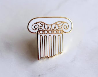 Ionic Column Enamel Pin - Mythology Architecture Art History Archaeology Rome Greece Lapel Pin // Hard Enamel Pin, Cloisonné, Pin Badge