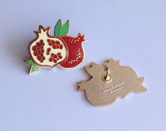 Pomegranate Enamel Pin - Fruit Lapel Pin  // Hard Enamel Pin, Cloisonné, Pin Badge