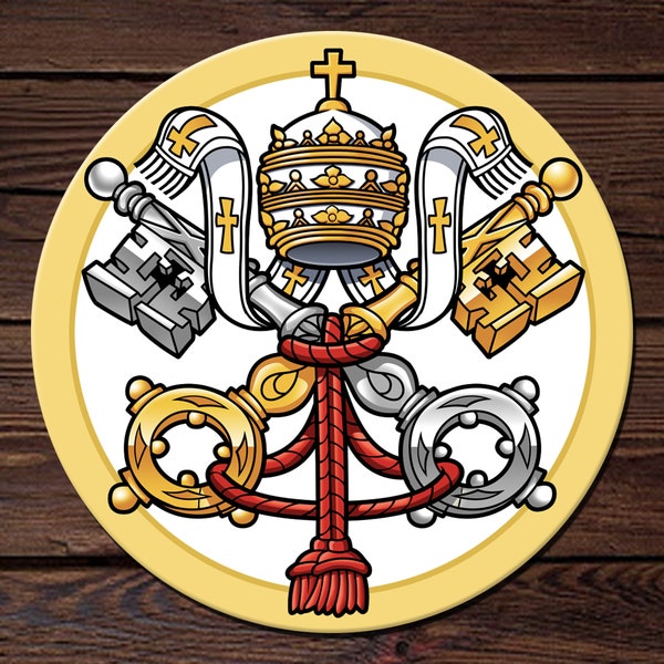 Catholic Beer Drink Coaster Vatican Keys Design 3.7" in diameter. Premium coaster board