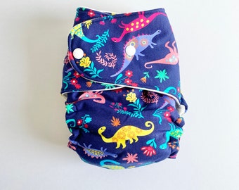 One Size Bold Dinos Hybrid Fitted Cloth Diaper