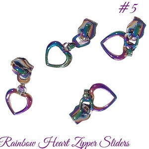Zipper slider #5 | Rainbow heart shaped zipper pull