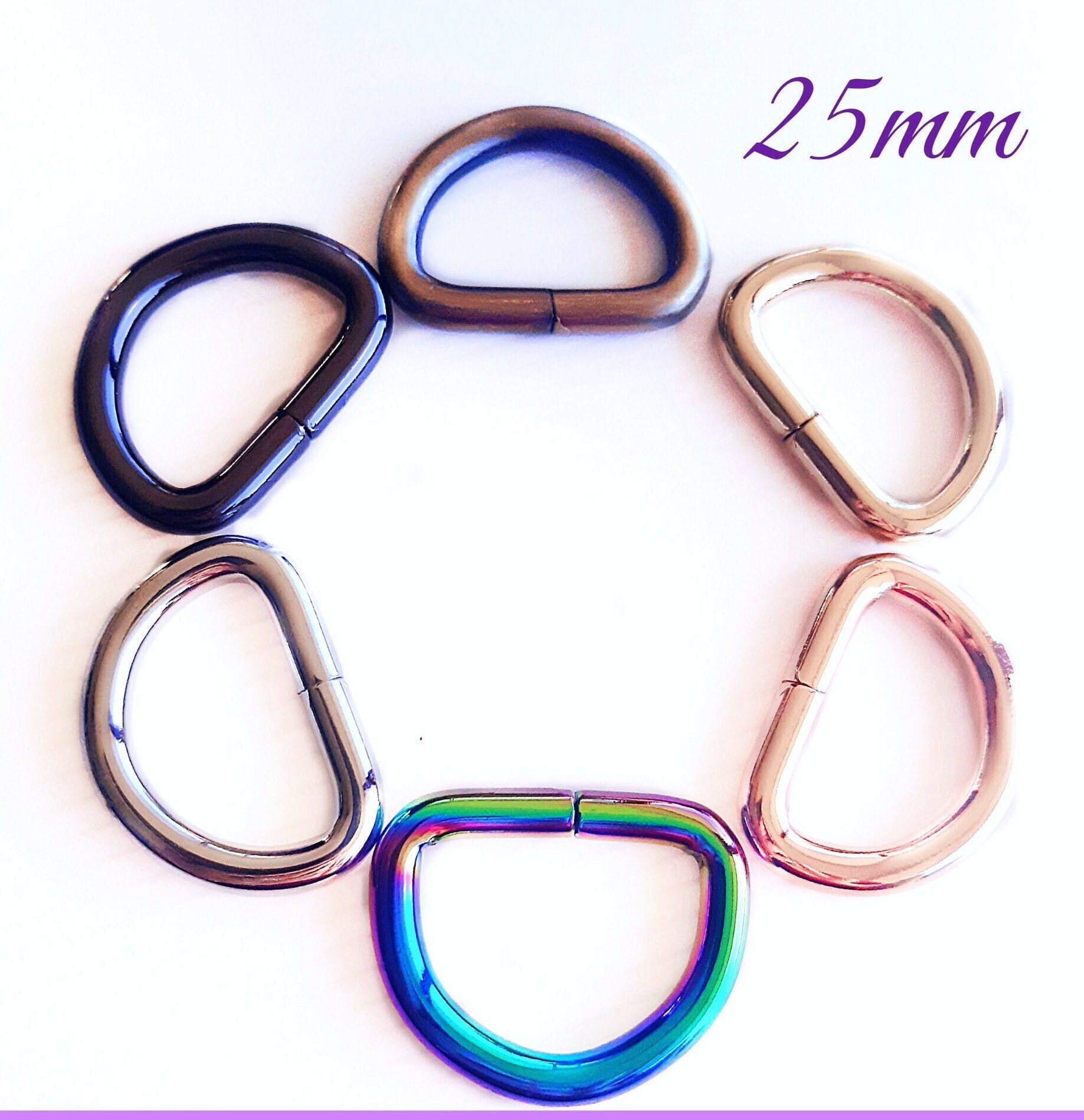  Gold D Rings for Purses,D-Ring with Screw for Crossbody Bag  Purse Craft,4 Sets (Interior-1.6cm)