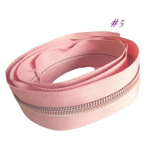 Size 5 Nylon Zipper Tape by the metre / Blush Zipper Tape with Rose Gold teeth / #5 zipper tape for bagmakers