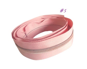 Size 5 Nylon Zipper Tape by the metre / Blush Zipper Tape with Rose Gold teeth / #5 zipper tape for bagmakers