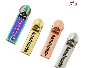 Handmade Zipper slider Size 5 | #5 zipper pull in Gold, Silver, Rainbow Rose Gold