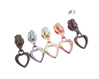 Zipper slider #5 | heart shaped zipper pull 5 colours