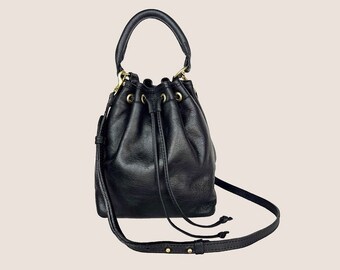 Aubrey Bucket Bag, Leather Crossbody Bag, Leather Bucket Bag, Leather Bucket Purse, Womens Purse, Leather Bag, Black Leather Bag