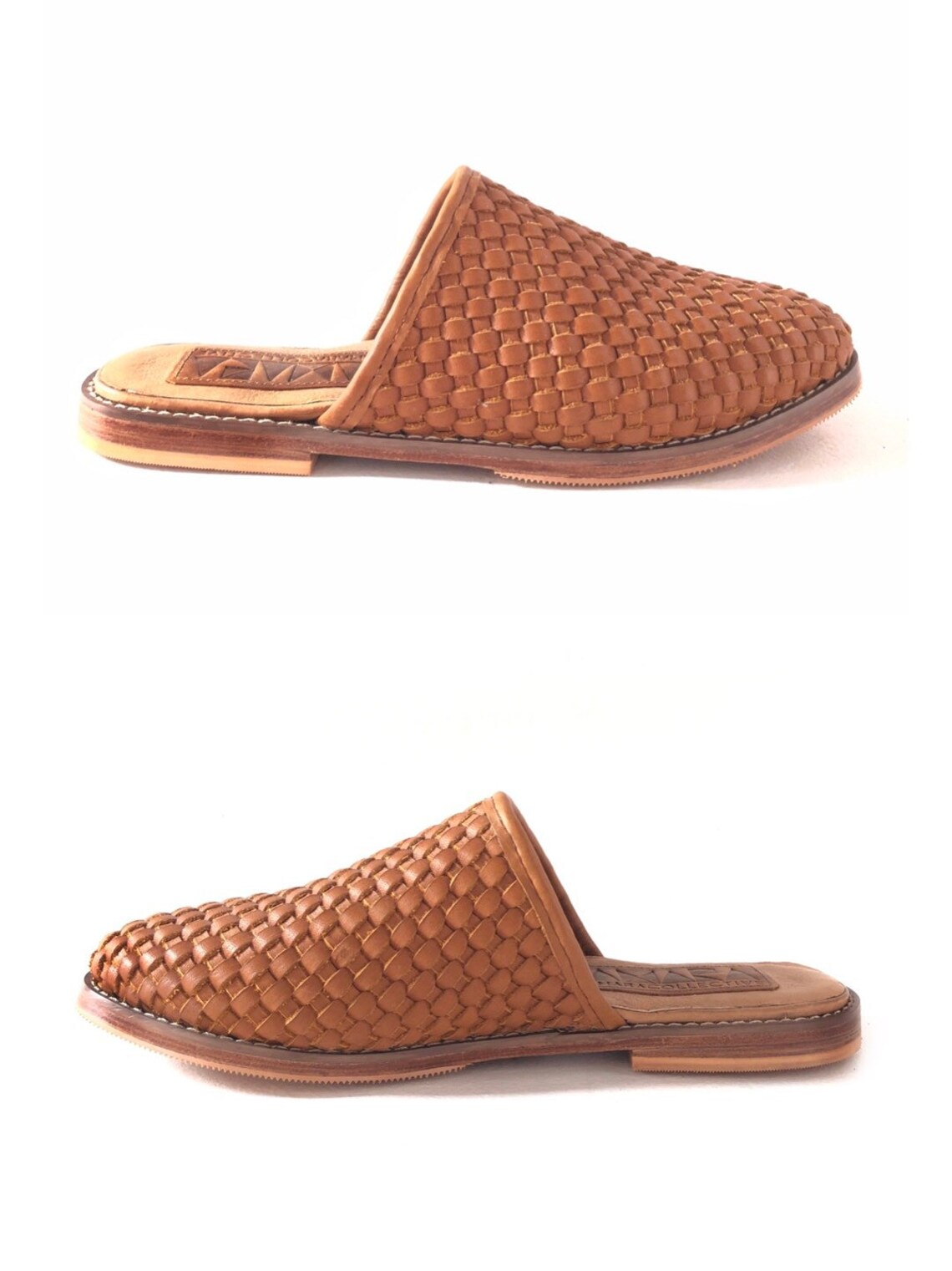 womens woven leather mules