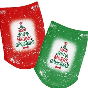 Christmas Dog Bleached Shirt T-Shirt Sublimation 100% Polyester