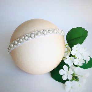 Pearls beads baby crown, baptism headband, christening baby headwear,  newborn headband photography props, Australian seller
