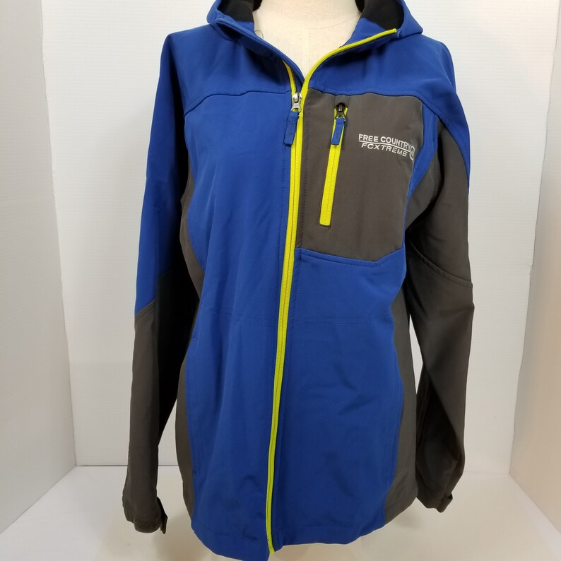 Free Country Hoodie FC Xtreme Fleece Gray Blue Zipper Polyester Jacket Size L Free Country Hoodie FC Xtreme Fleece Gray Blue Zipper Polyester Jacket Size L