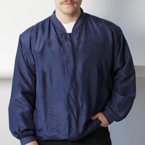 Vintage 90s Black Harrington Jacket L Minimalist Bomber Jacket