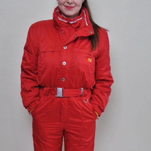 Women One Piece Ski Suit Retro Pattern Full Snow Suit Size M Etsy