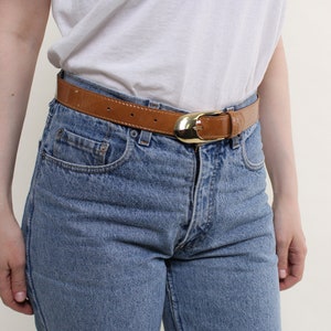 Retro Tiny Belt, Faux Leather Belt With Gold Buckle MEDIUM Size