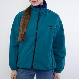 Vintage 90s Outdoor Jacket with Fleece Lining, Retro Hiking Nylon Windbreaker,  Size M