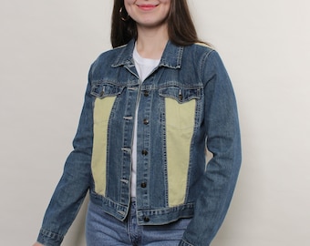 90s western denim jacket, retro jean jacket crop jeans jacket, Size M
