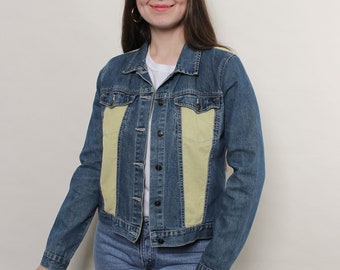 90s western denim jacket, retro jean jacket crop jeans jacket, Size M