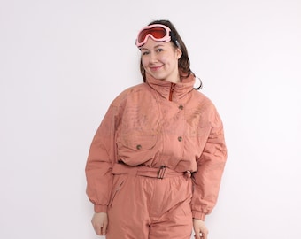 90er-Jahre-Einteiler-Skianzug, Vintage-Damen-Schneeanzug, Retro-Ski-Jumpsuit, Größe M