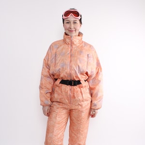 Combinaison de ski une pièce des années 80, combinaison d&#39;hiver vintage, habit de neige rétro orange, taille M