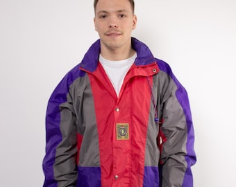 90年代ヴィンテージウィンドブレーカー：パープルカラーブロック