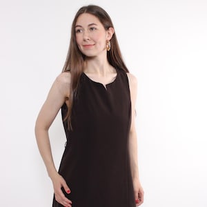90s brown mini dress, vintage sleeveless minimalist shift dress, Size M