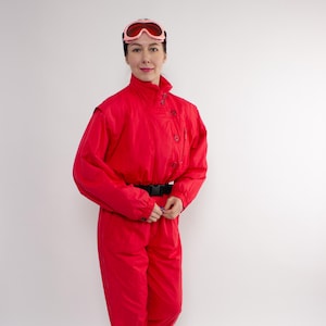 Traje de esquí de una pieza de los años 90, mono de esquí rojo vintage, talla M