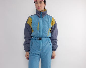 ヴィンテージ 80 年代 ワンピース スキー スーツ マルチカラー 冬