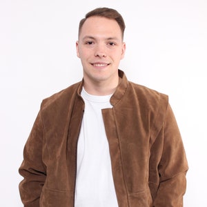 90s minimalist bomber jacket , vintage faux suede brown aviator jacket, Size L