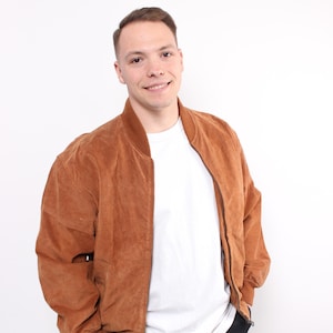 90s leather bomber jacket , vintage suede brown aviator jacket, Size M
