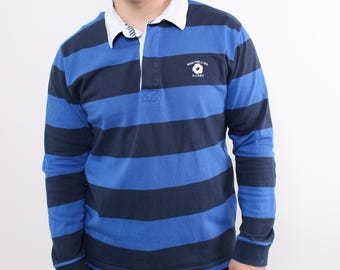 Camiseta de rugby vintage, polo a rayas Montpellier Rugby, camiseta Blokecore de manga larga de los 90, talla XL