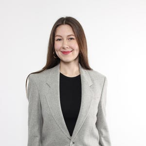 80s minimalist wool blazer, vintage women suit jacket, Size M
