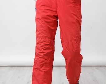 Pantalones de esquí vintage Killy Cherry Red de los 90, con hebilla y logo, cintura alta, talla S.