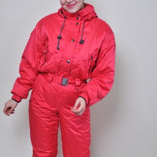 Women One Piece Ski Suit Retro Pattern Full Snow Suit Size M Etsy
