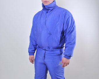 Traje de esquí de una pieza de los 90, traje de nieve vintage para hombre, mono de esquí retro, talla L