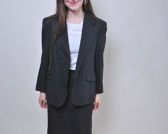 Completo gonna vintage italiano, tailleur formale da donna anni '90 con blazer, taglia M