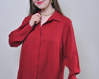 Red plaid minimalist oversized vintage blouse