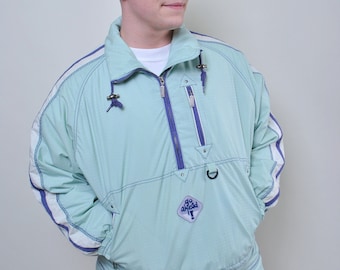 Vintage 80s ski jacket, Retro winter sport wear anorak, Size M/L