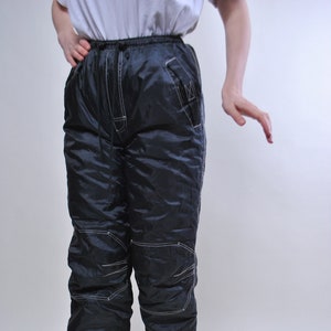 Vintage women black skiing pants, retro snow trousers, Size M