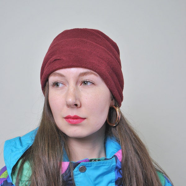 Bonnet en polaire pour femme, bonnet de sport d'hiver vintage des années 90 pour elle