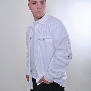 Vintage 90s White Bavarian Button-Up Shirt - Size M