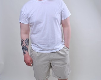 Vintage Military Beige Bermuda Shorts - Retro Chino Style XL