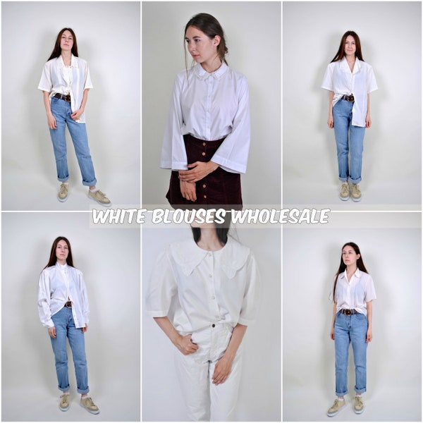 Vintage blouse WHOLESALE, Wite blouse Bulk buy, vintage clothing WHOLESALE