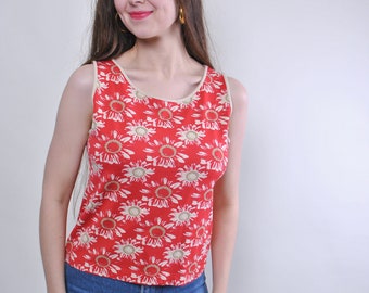 cotton ruffle shoulder light red stripes thin flutter sleeve v neck Vintage summer blouse sleeveless