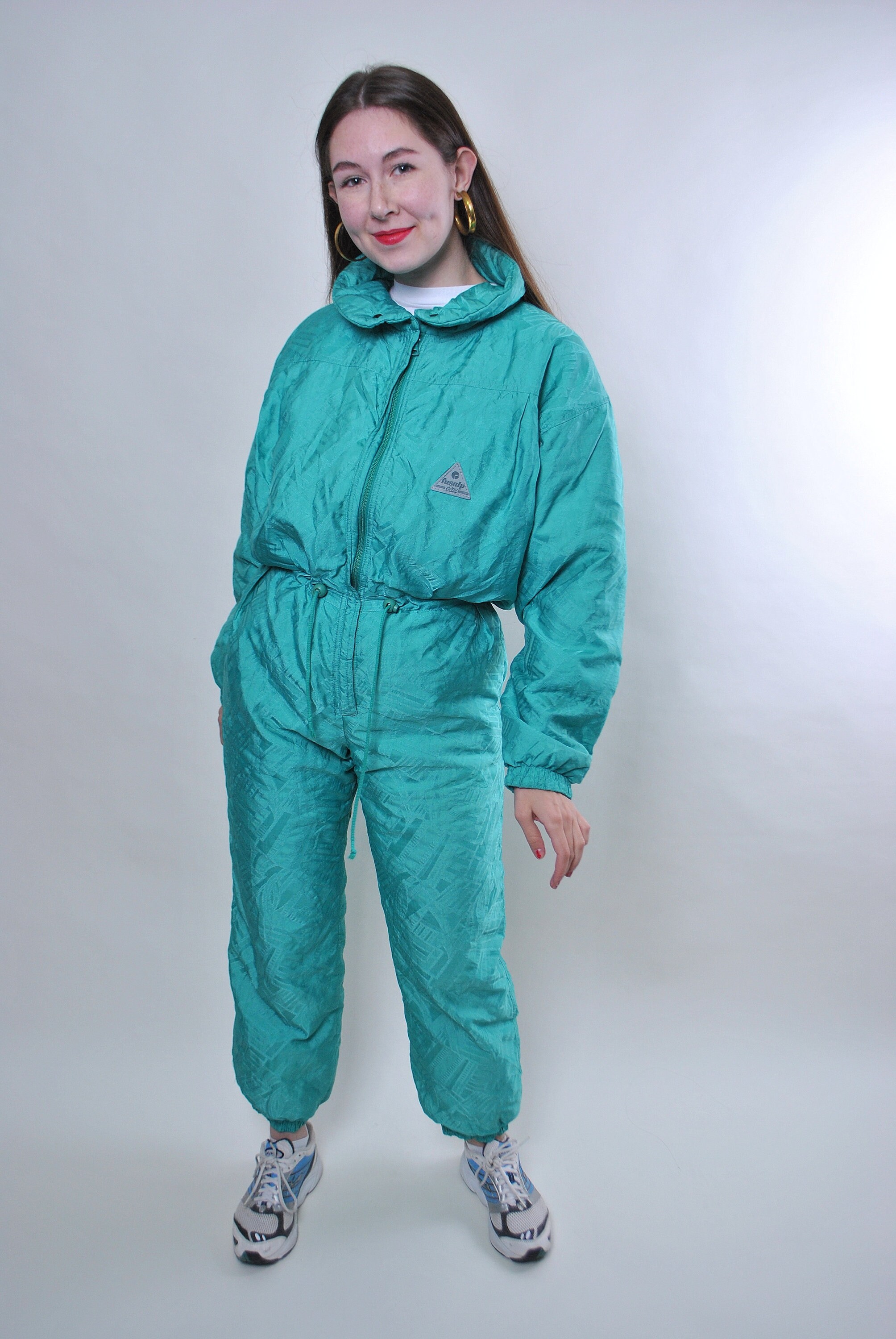 Vintage green one piece ski suit women retro snow suit Size Etsy