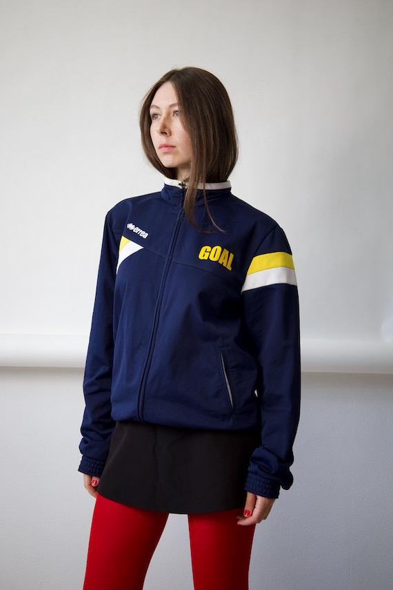 Errea Navy Track Jacket Goal Print Zip Up Size L