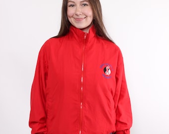 90s sportswear bomber jacket in red, vintage windbreaker, festival outfit, Size L